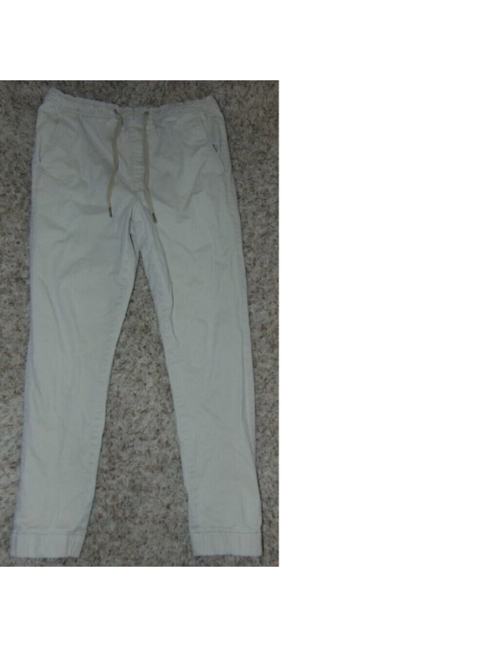 Mens Joggers Pants Medium Beige Twill Elastic Waist Tapered Leg Urban Pipeline